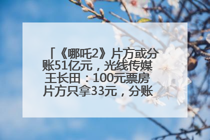 《哪吒2》片方或分账51亿元，光线传媒王长田：100元票房片方只拿33元，分账方式不合理
