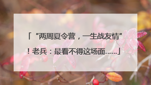 “两周夏令营，一生战友情”！老兵：最看不得这场面……