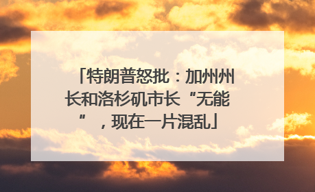特朗普怒批：加州州长和洛杉矶市长“无能”，现在一片混乱