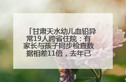 甘肃天水幼儿血铅异常19人跨省住院：有家长与孩子同步检查数据相差11倍，去年已有幼儿出现症状