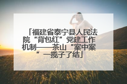 福建省泰宁县人民法院“背包红”党建工作机制——茶山“案中案”一揽子了结