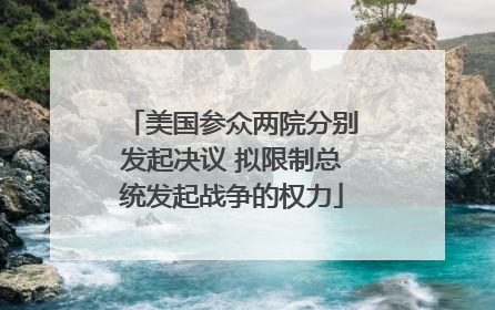 美国参众两院分别发起决议 拟限制总统发起战争的权力