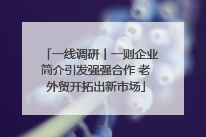 一线调研丨一则企业简介引发强强合作 老外贸开拓出新市场