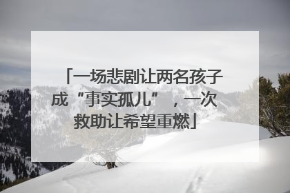 一场悲剧让两名孩子成“事实孤儿”，一次救助让希望重燃