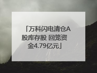 万科闪电清仓A股库存股 回笼资金4.79亿元