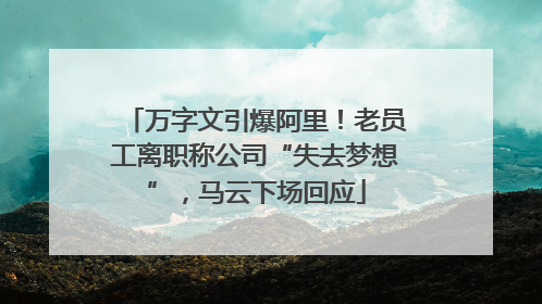 万字文引爆阿里！老员工离职称公司“失去梦想”，马云下场回应