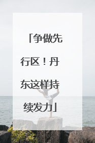 争做先行区！丹东这样持续发力
