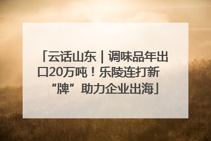 云话山东｜调味品年出口20万吨！乐陵连打新“牌”助力企业出海