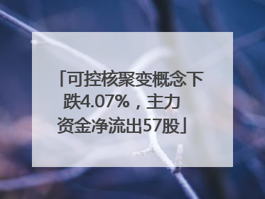 可控核聚变概念下跌4.07%，主力资金净流出57股
