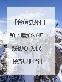 台前县孙口镇：暖心守护践初心 为民服务显担当