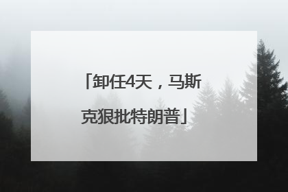 卸任4天，马斯克狠批特朗普