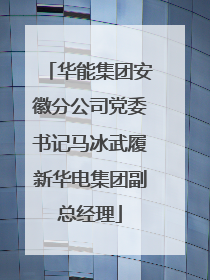 华能集团安徽分公司党委书记马冰武履新华电集团副总经理