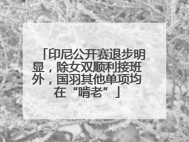 印尼公开赛退步明显，除女双顺利接班外，国羽其他单项均在“啃老”