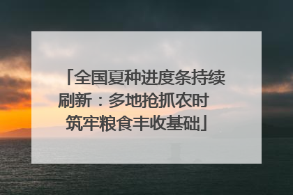 全国夏种进度条持续刷新：多地抢抓农时 筑牢粮食丰收基础