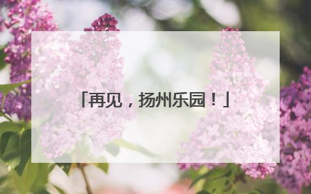 再见，扬州乐园！