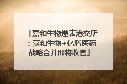 嘉和生物递表港交所：嘉和生物+亿腾医药战略合并即将收官