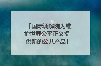 国际调解院为维护世界公平正义提供新的公共产品