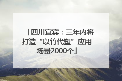 四川宜宾：三年内将打造“以竹代塑”应用场景2000个