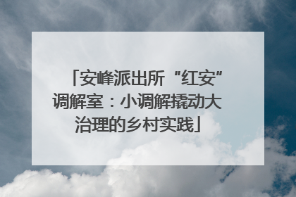安峰派出所“红安”调解室：小调解撬动大治理的乡村实践