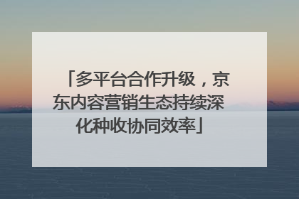 多平台合作升级，京东内容营销生态持续深化种收协同效率