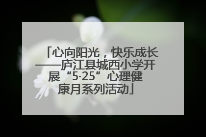 心向阳光，快乐成长——庐江县城西小学开展“5·25”心理健康月系列活动