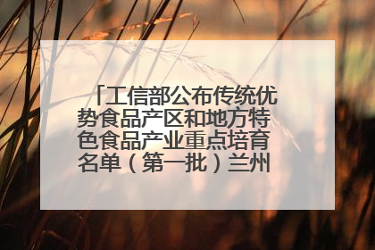 工信部公布传统优势食品产区和地方特色食品产业重点培育名单（第一批）兰州牛肉拉面位列其中