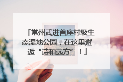 常州武进首座村级生态湿地公园，在这里邂逅“诗和远方”！