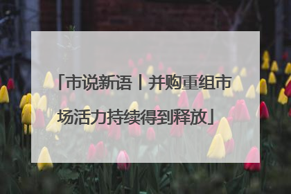 市说新语丨并购重组市场活力持续得到释放