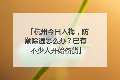 杭州今日入梅，防潮除湿怎么办？已有不少人开始备货