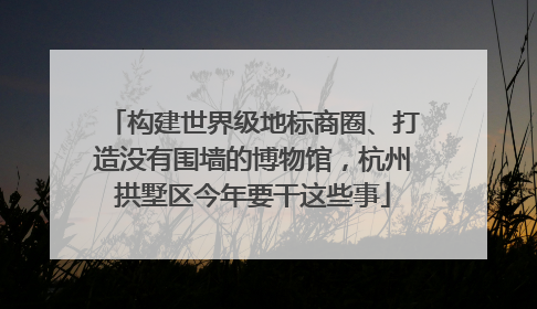 构建世界级地标商圈、打造没有围墙的博物馆，杭州拱墅区今年要干这些事