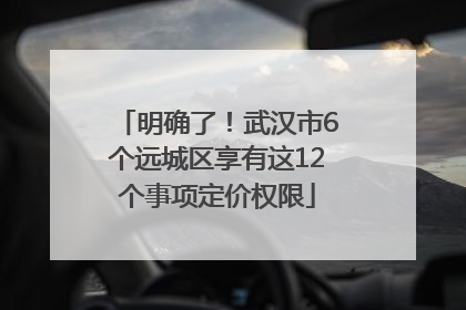明确了！武汉市6个远城区享有这12个事项定价权限