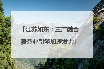 江苏如东：三产融合 服务业引擎加速发力