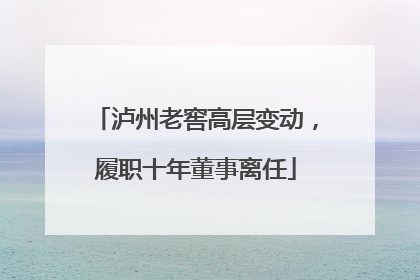 泸州老窖高层变动，履职十年董事离任