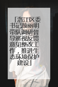 洛江区委书记颜丽明带队调研督导巡视反馈意见整改工作，推进生态环境保护建设