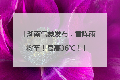 湖南气象发布：雷阵雨将至！最高36℃！