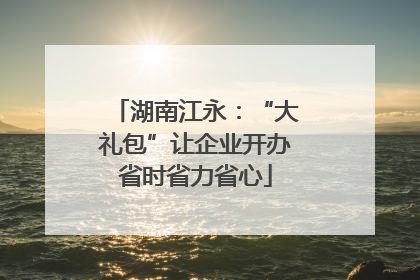 湖南江永：“大礼包”让企业开办省时省力省心