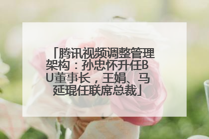 腾讯视频调整管理架构：孙忠怀升任BU董事长，王娟、马延琨任联席总裁
