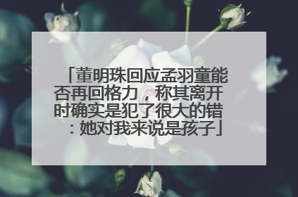 董明珠回应孟羽童能否再回格力，称其离开时确实是犯了很大的错：她对我来说是孩子