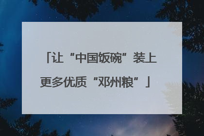 让“中国饭碗”装上更多优质“邓州粮”