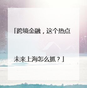 跨境金融，这个热点未来上海怎么抓？