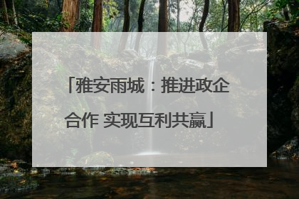 雅安雨城：推进政企合作 实现互利共赢