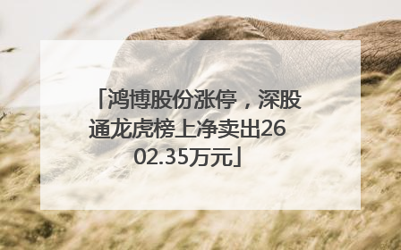 鸿博股份涨停，深股通龙虎榜上净卖出2602.35万元